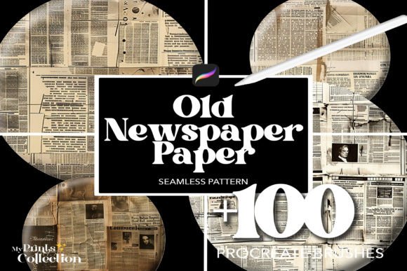 100 Procreate Paper Old Newspaper Brushes