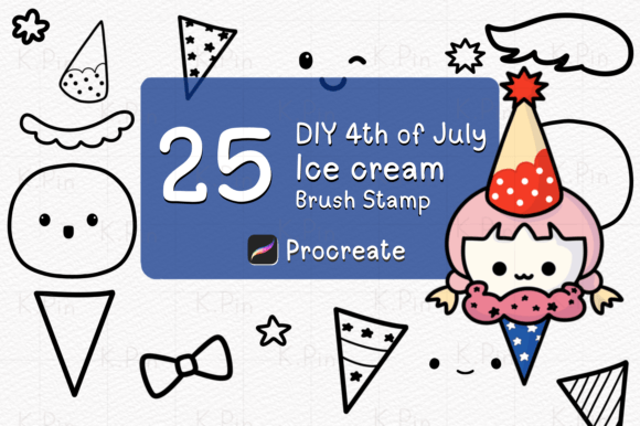 25 Brush Stamp Procreate, Ice Cream: A Sweet Toolkit for Digital Artists