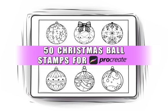 50 Christmas Ball Procreate Stamps Brush