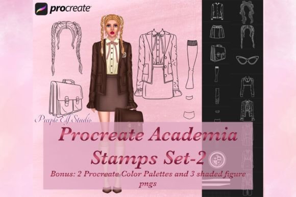 Academia Procreate Stamps Set 2: Elevating Digital Fashion and Art
