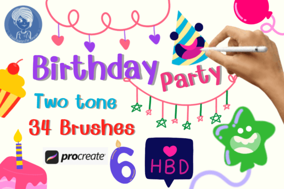 Birthday Party Brush Stamp Procreate