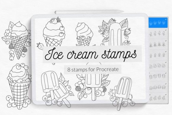 Bring Summer Vibes to Your Digital Art with Ice Cream Popsicle Waffle Stamps