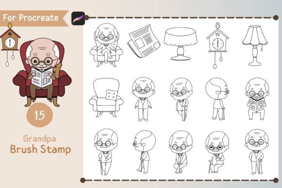 Bringing Warmth to Digital Art with Procreate Brush Stamp Grandpa Assets