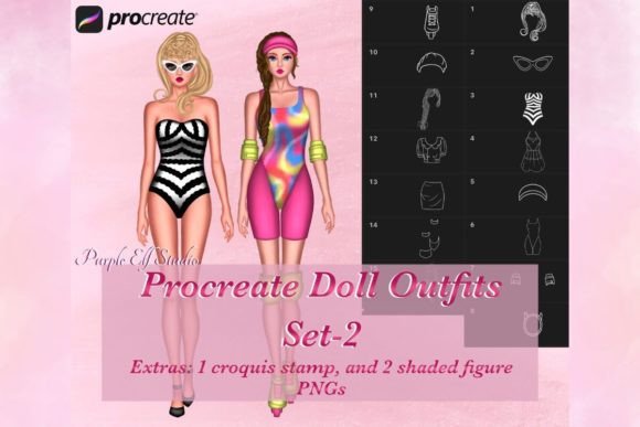 Doll Outfit Procreate Stamps Set- 2