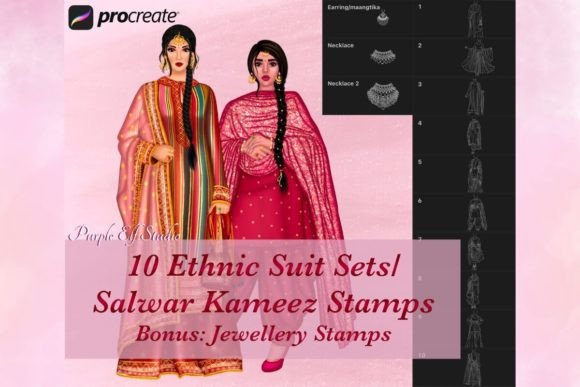 Ethnic Suit Sets Procreate Stamps: Streamlining Your Fashion Illustration Workflow