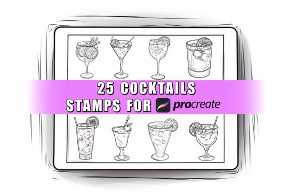 Evaluating the 25 Cocktails Procreate Stamps for Digital Illustration