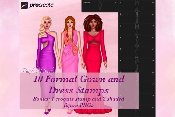 Formal Gown and Dress Procreate Stamps: A Guide for Digital Fashion Illustrators