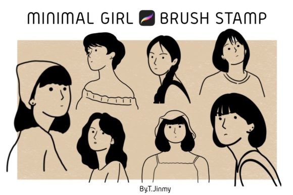 Minimal Girl Brush Stamp: Procreate Essentials