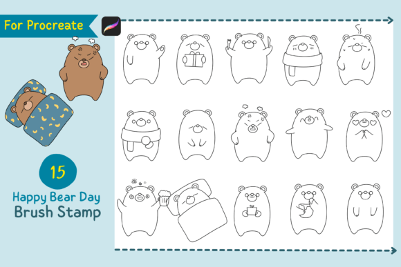 Procreate Brush Stamp Happy Bear Day