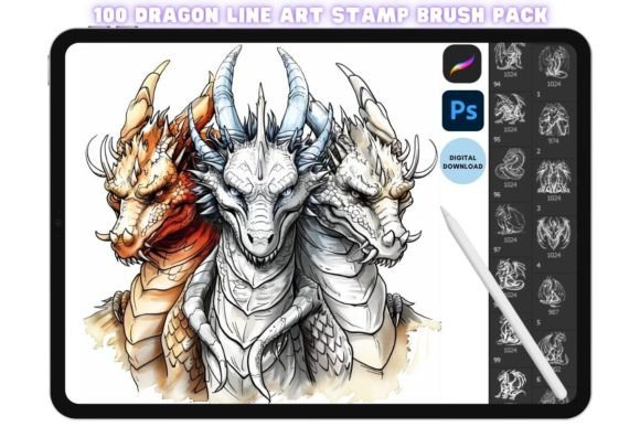 Procreate Photoshop Dragon Brush Stamps